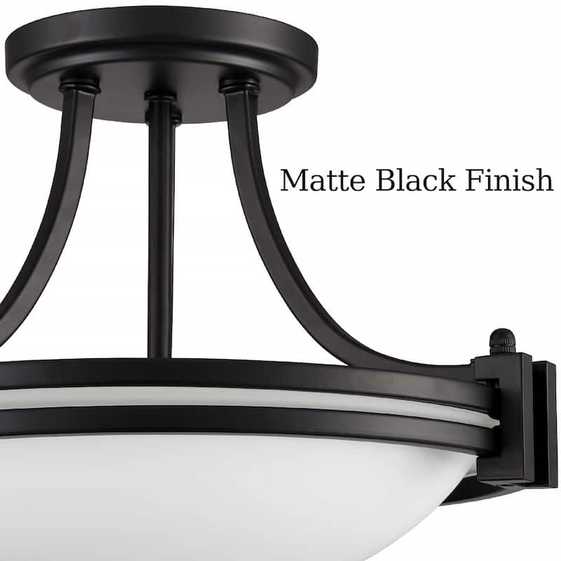Manarola Semi Flush Mount Ceiling Light Milk Glass Shade 2-Bulbs