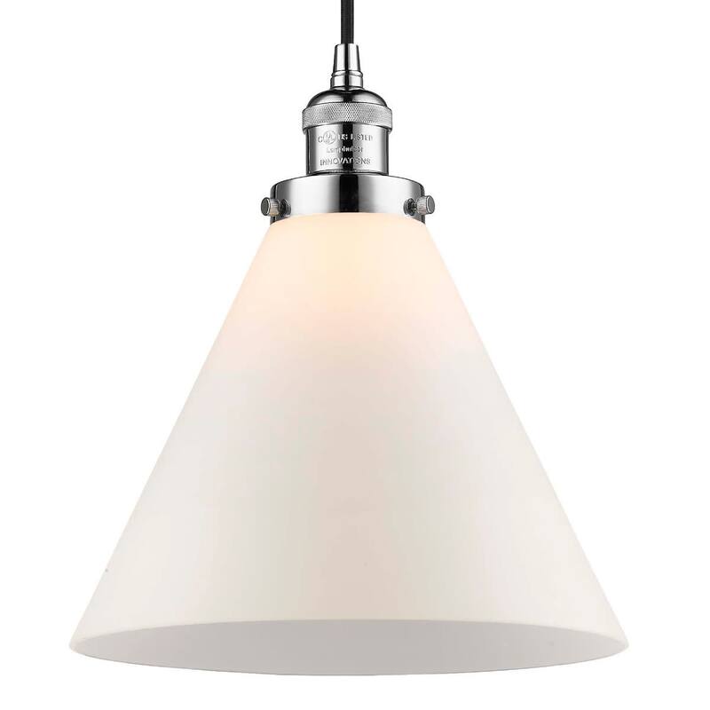 Innovations Lighting X-Large Cone Single Light 12" Wide Pendant with - Polished Chrome / Matte White Cased