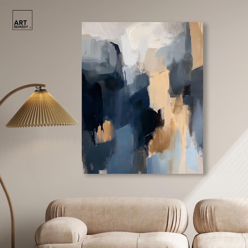 Navy Beige II Canvas by Art Remedy, Gallery Wrapped