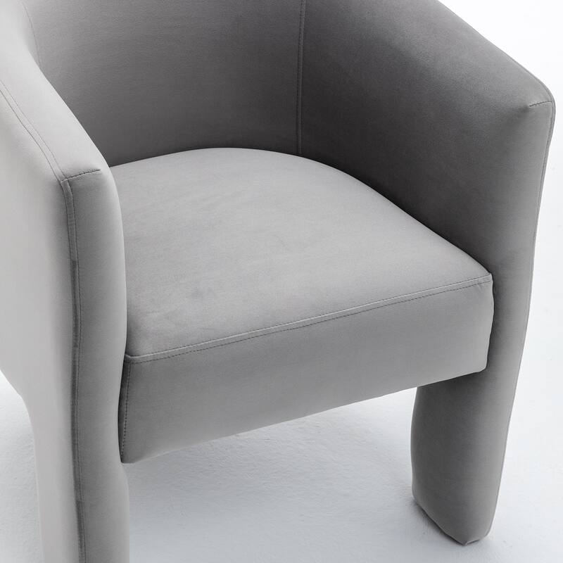 SEYNAR Modern Velvet Accent Chair, Upholstered Barrel Chair with Unique Solid Base for Living Room Soft Club Chair