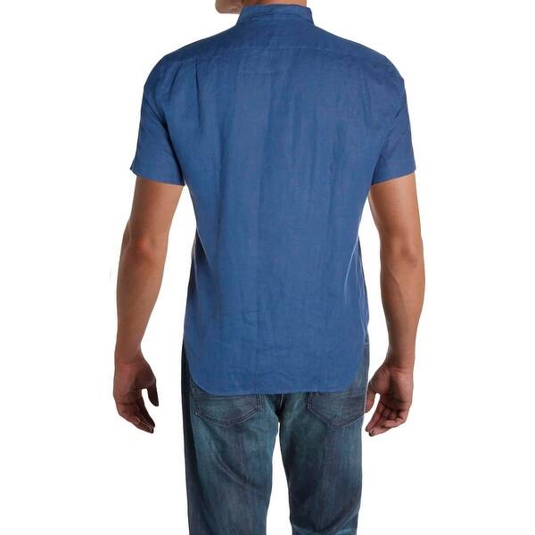 Shop Lacoste Mens Big Tall Casual Shirt Linen Short Sleeves