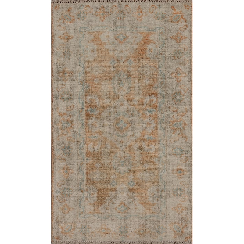 Muted Traditional Oushak Turkish Oriental Rug Wool Hand-knotted Carpet - 1'11" x 3'9"