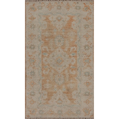 Muted Traditional Oushak Turkish Oriental Rug Wool Hand-knotted Carpet - 1'11" x 3'9"