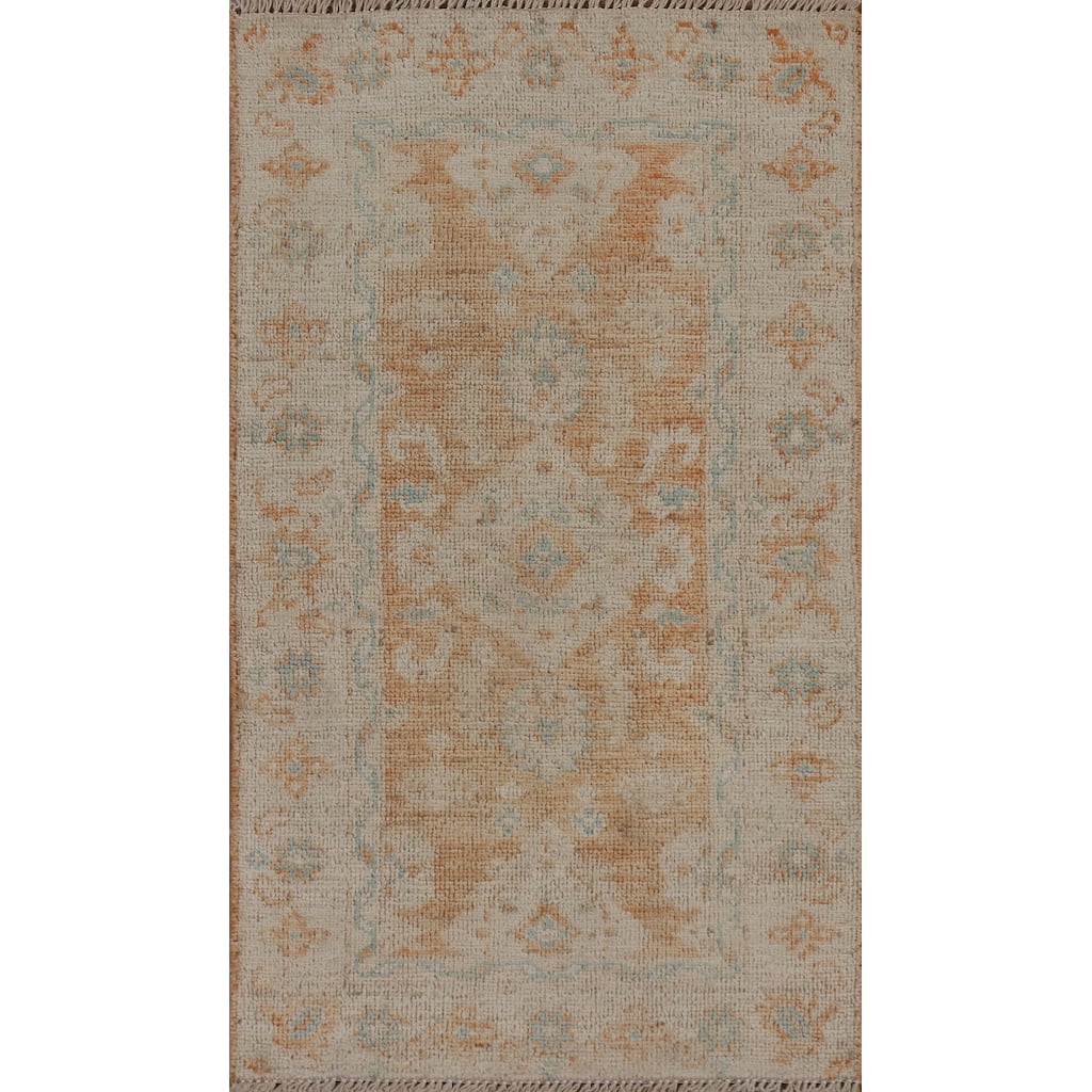 Muted Traditional Oushak Turkish Oriental Rug Wool Hand-knotted Carpet - 1'11" x 3'9"