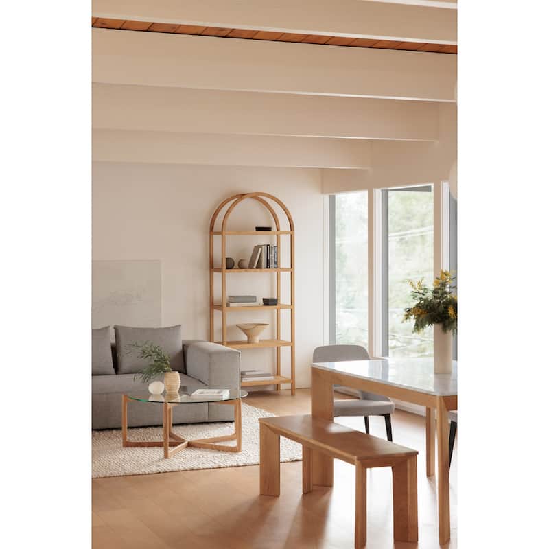 Aurelle Home Modern Oak Arched Bookshelf