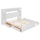 preview thumbnail 5 of 13, Queen Size Wooden Bed with Trundle, Cabinet, and Sockets, White