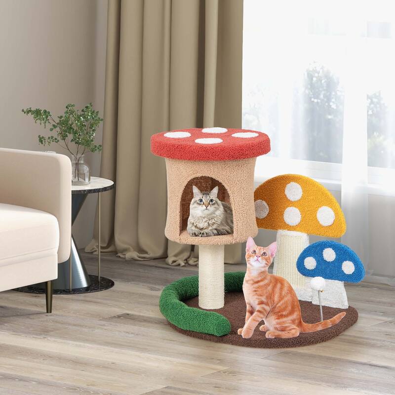 Costway 23.5 Inch Tall Mushroom Cat Activity Center with Scratching - See Details