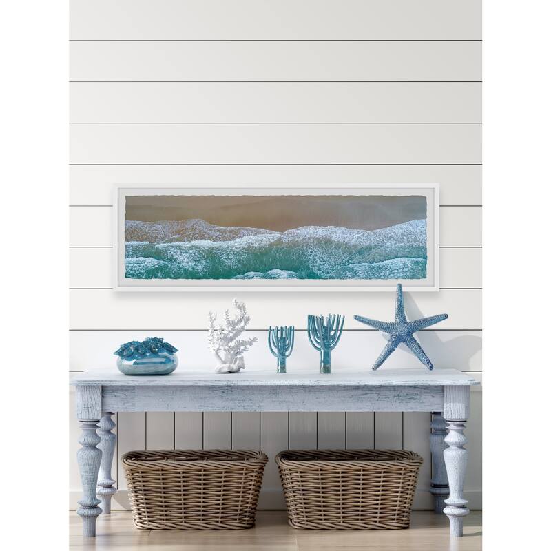 Coastal Wave Painting Print - Rustic Seaside Wall Art Decor for Home
