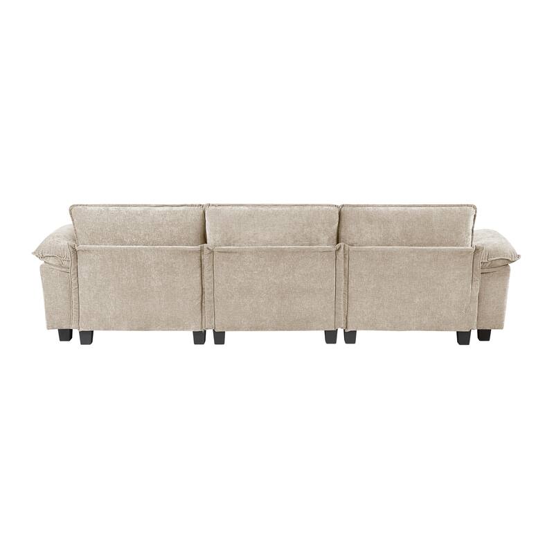 Modern Style Taupe Chenille Fabric Sofa with Plywood Frame