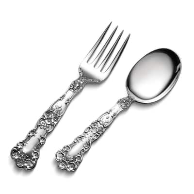 Curata Sterling Silver Buttercup 2-Piece Baby Flatware Set