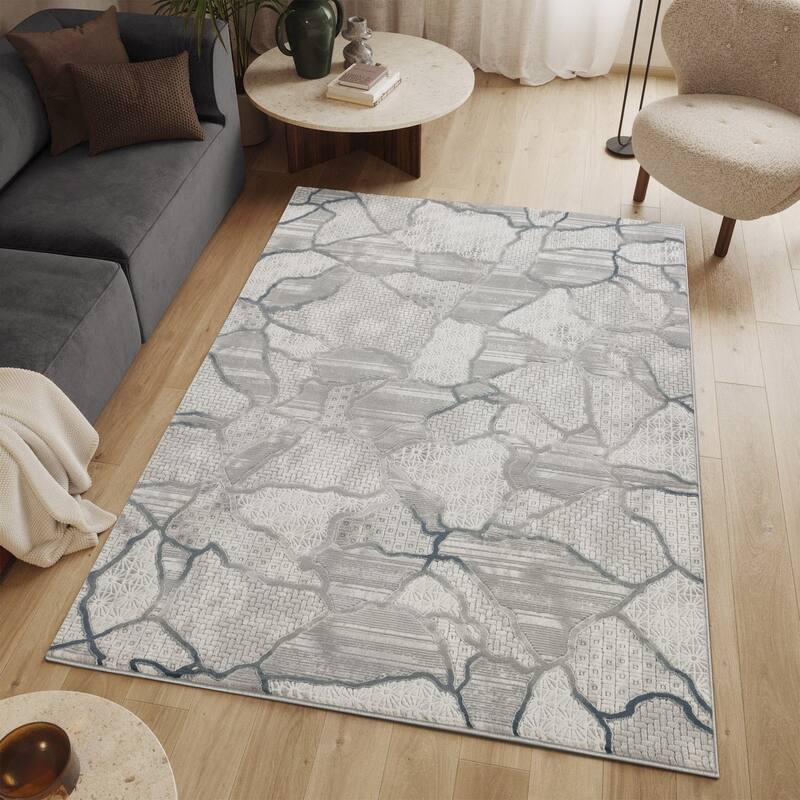 Gray 5 ft. 3 in. x 7 ft. 3 in. Luxury Area Rug, 0.43 Pile Height – Sophisticated Warmth for Any Room - 6' x 7'