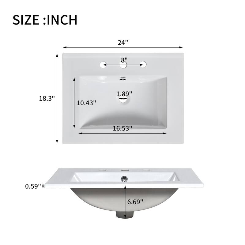 24" Bathroom Vanity Cabinet Set with 2 Drawers