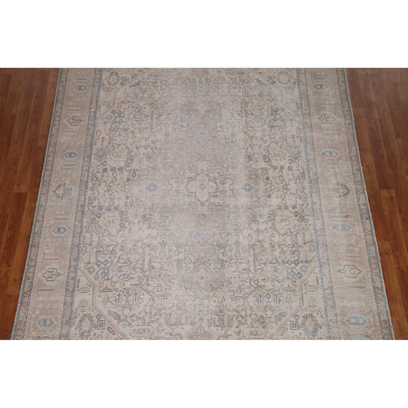 Handmade Vintage Distressed Tabriz Persian Rug Handmade Wool Carpet - 6'7" x 9'7"