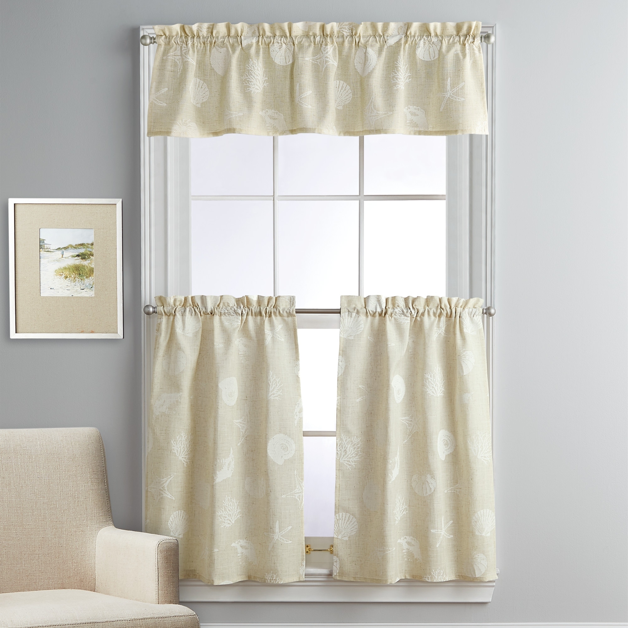 Coastal Seashells Valance, Swag and Tier Pair Curtain ...