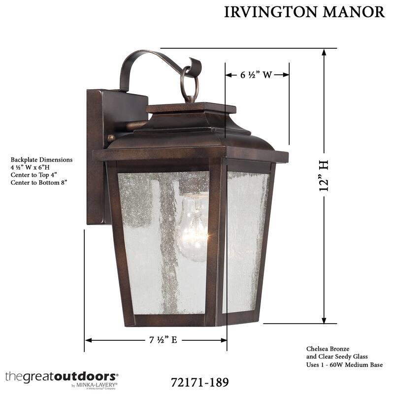 The Great Outdoors 1 Light Outdoor Wall Sconce from the Irvington