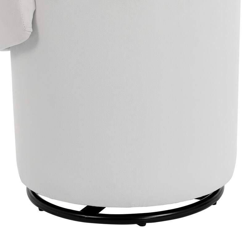 Stylish Upholstered Barrel Chair: 360°Swivel Vanity Stool for Bedroom & Dining Chair, Built-in Storage, Soft Padded Accent Seat