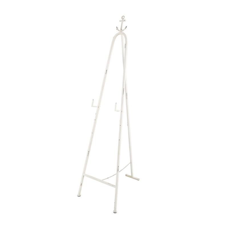 White Metal Tall Adjustable Display Stand 3 Tier Anchor Easel with Foldable Stand and Chain Support