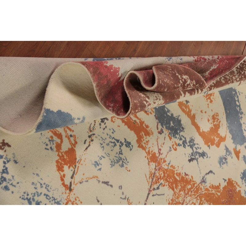Pictorial Modern Abstract Indian Area Rug Hand-Knotted Wool Carpet - 8'1"x 10'11"