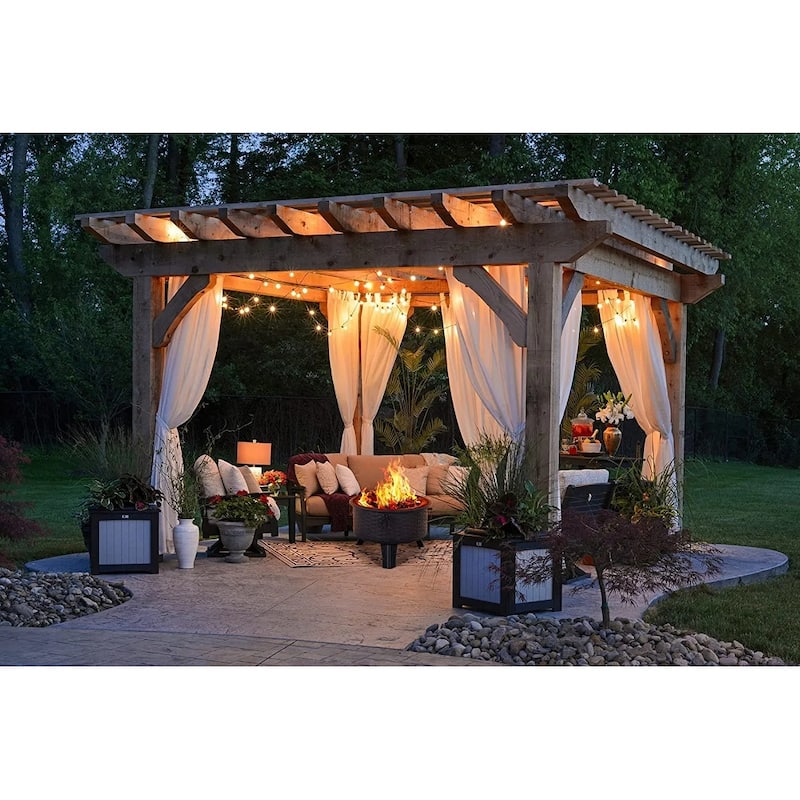 26" Fire Pits for Outside Wood Burning Firepit with Fire Pit Poker and Cover for Backyard,Garden,Camping - 26"D x 26"W x 23"H