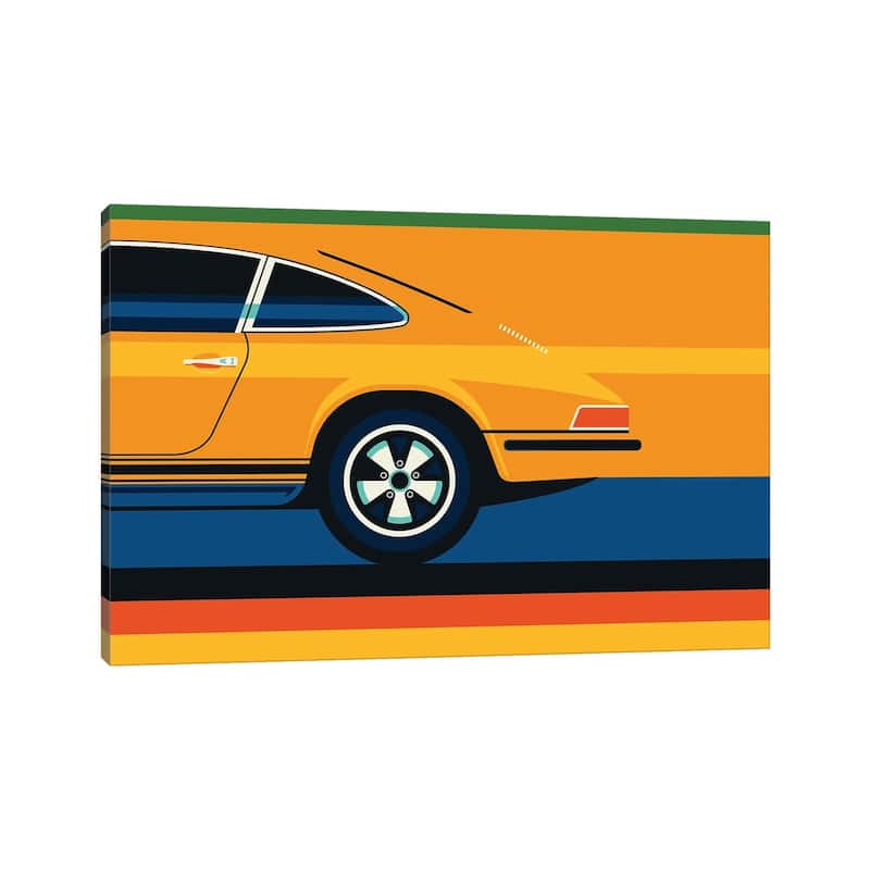 iCanvas "Orange Vintage Sports Car Side Back" by Bo Lundberg Canvas Print