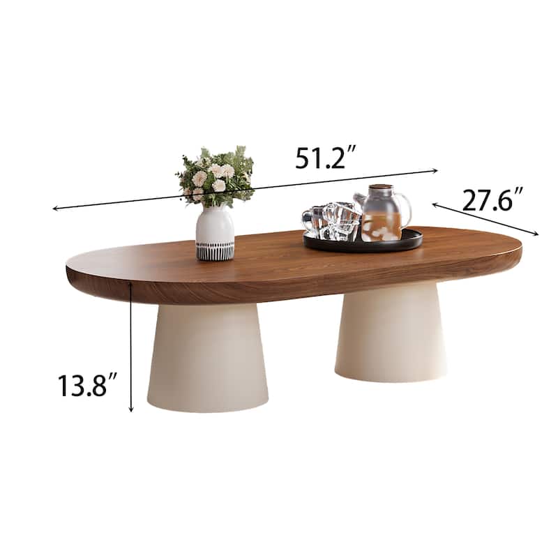 Brown Wood Coffee Table With 2 Legs