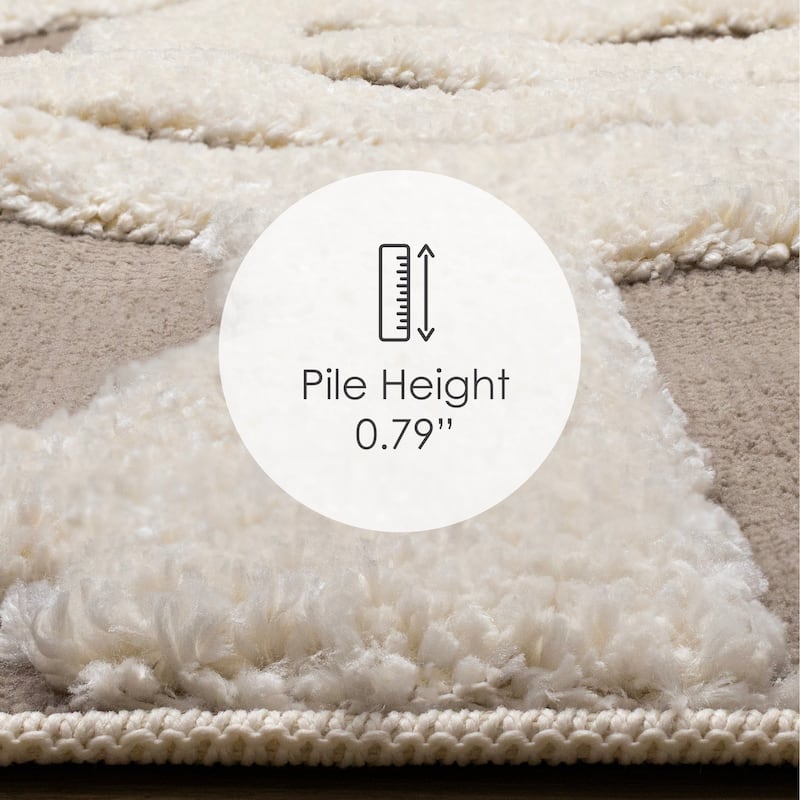 Cream Taupe Abstract Morroccan Super-Soft High-Low Textured Rug