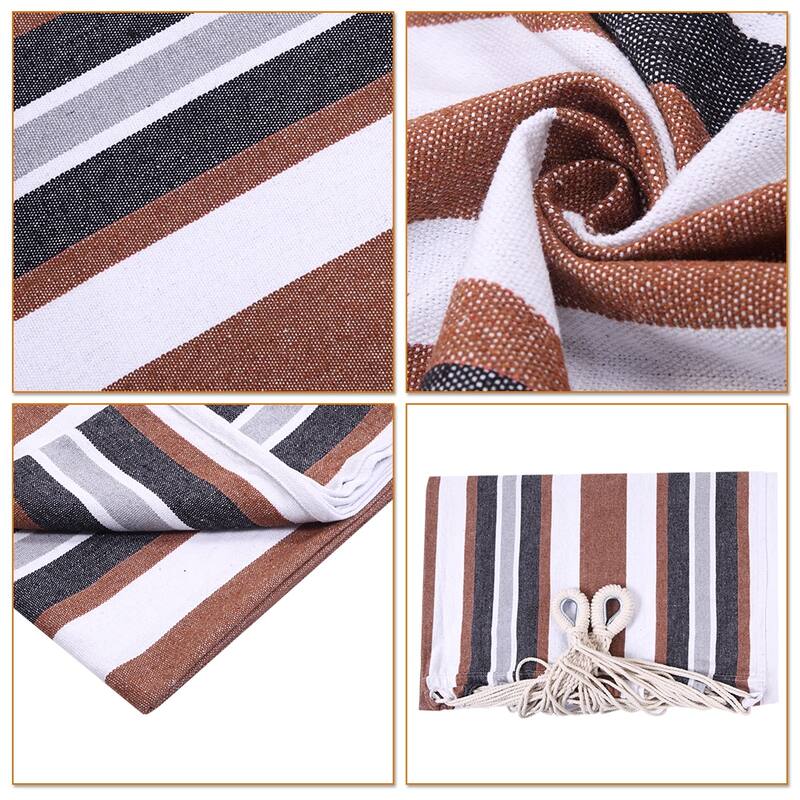 Portable Outdoor Polyester Hammock Set Black Background & Silver Flower & Colorful - 78.74 x 55.12