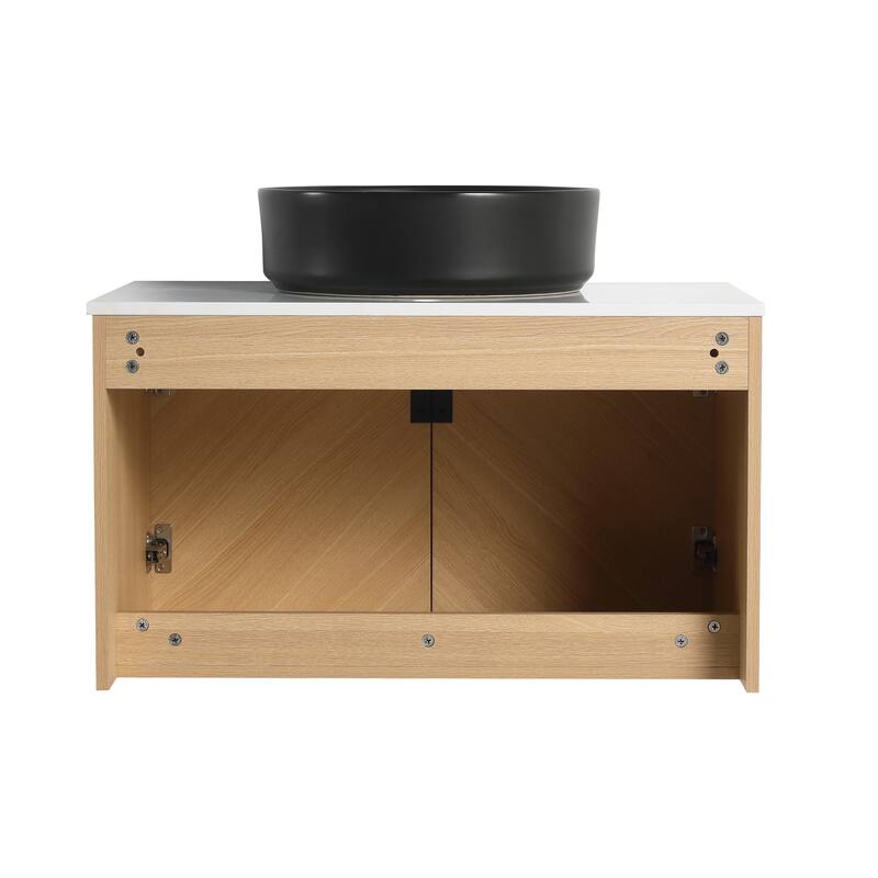 Malwee 30"/36" Floating Bathroom Vanity, Wall Mounted Bathroom Vanity with Ceramic Sink and Soft Close Door