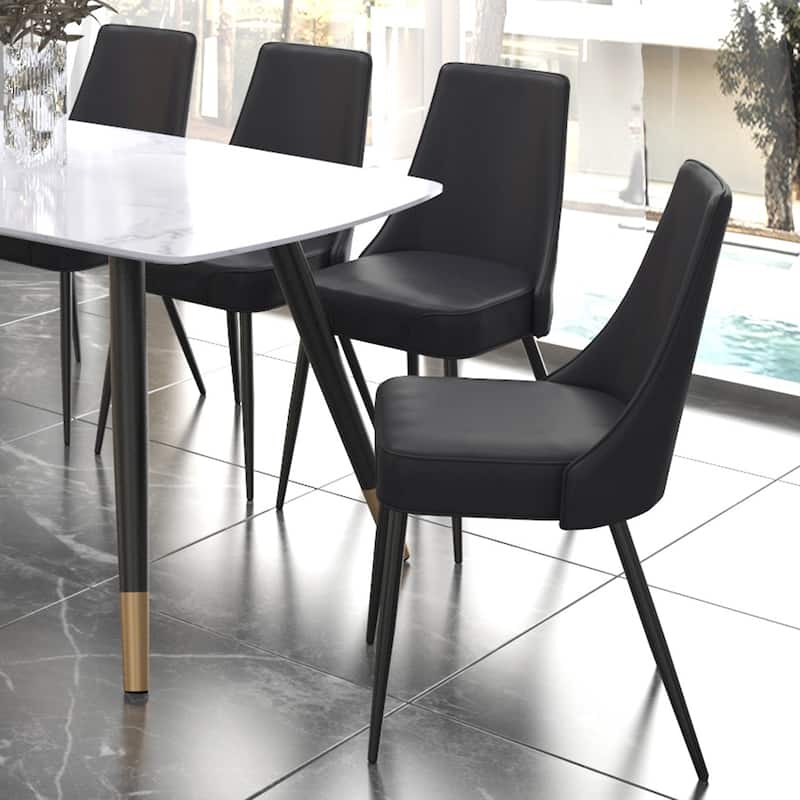 Modern Faux Leather Side Chair - Set of 2 - N/A