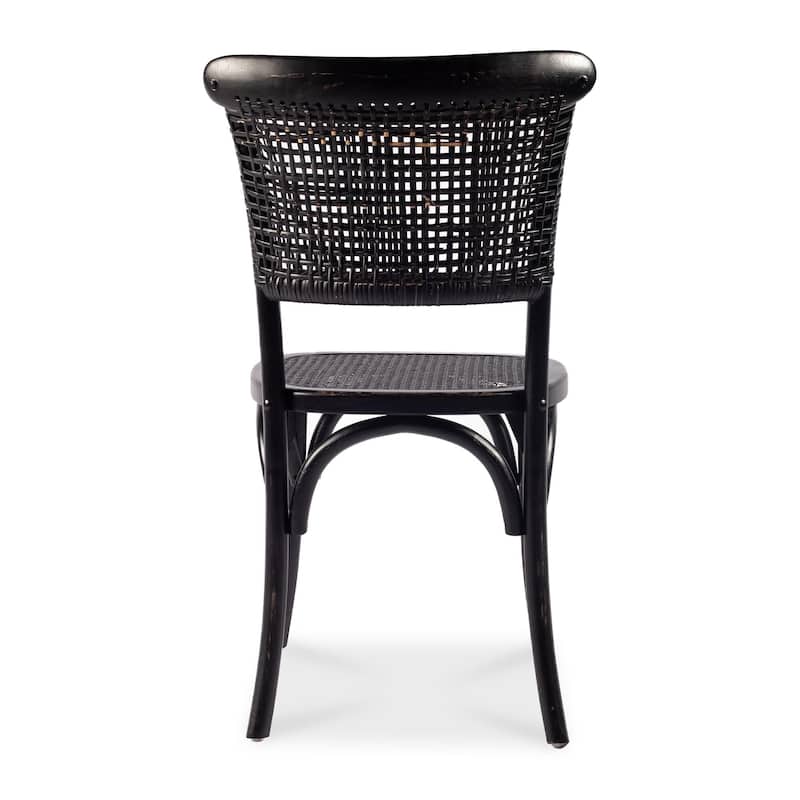 NADAAL STUDIOS Winston, Wooden Dining Chair With Rattan Seat, Set of Two - 18"W x22.5"D x34.5"H