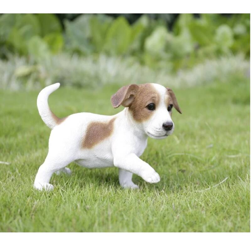 8.75" playing jack russell puppy outdoor garden statue