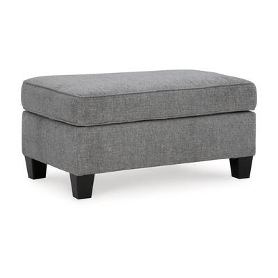 Onia Ottoman, Modern Style Smoke Gray Polyester 40 Inch, Black Legs
