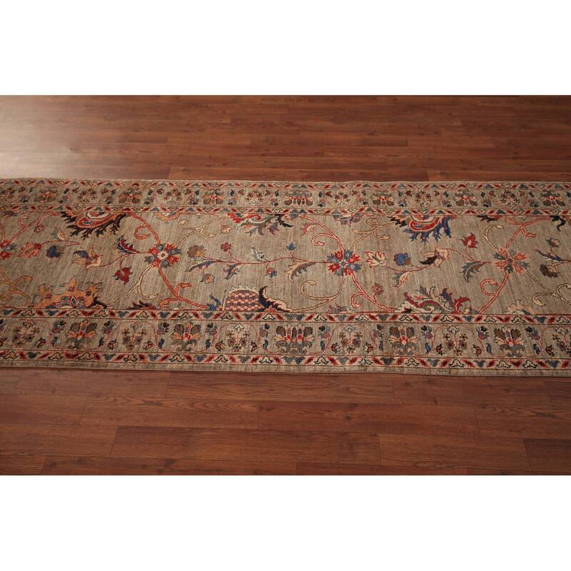 Vegetable Dye Ziegler Oriental Runner Rug Hand-Knotted Wool Carpet - 2'9" x 9'9"