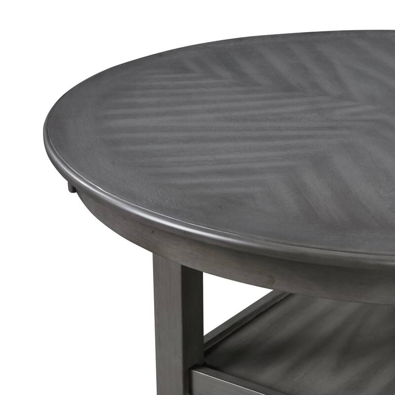 Isla 5 Piece Counter Height Table Set, 4 Crossback Chairs, Gray Polyester