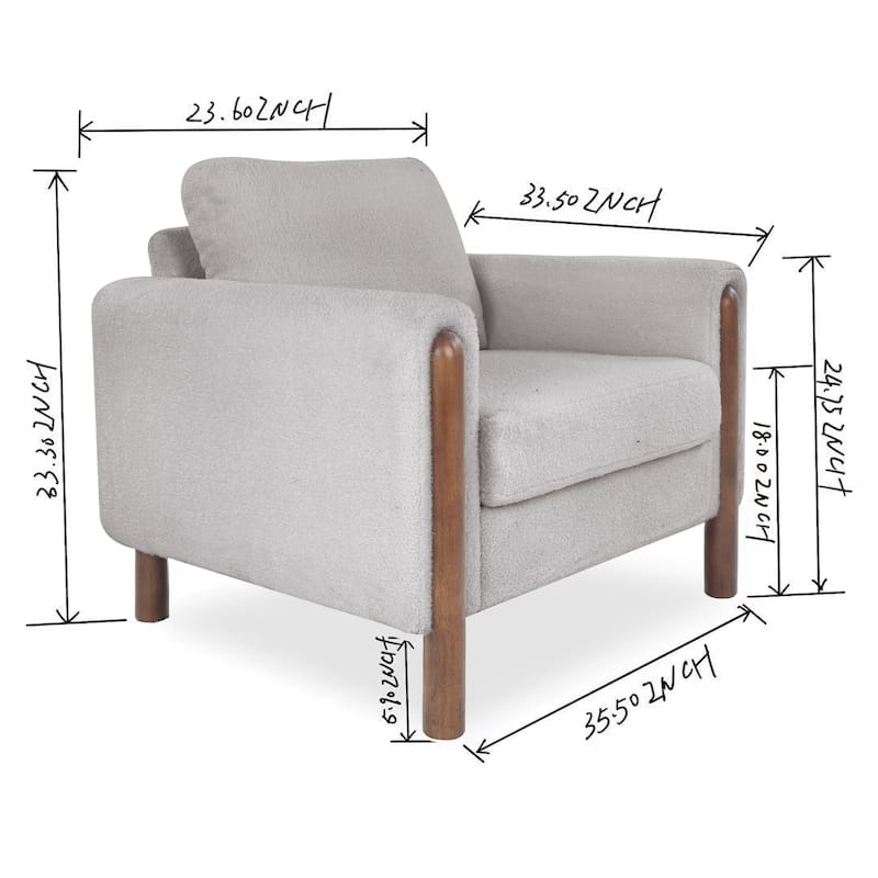Christopher Knight Home Rowan Accent Chair Curved Handrails Single Sofa with Walnut Legs