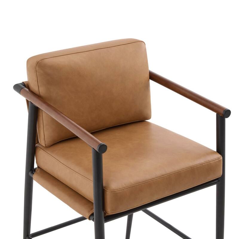 Chris Modern Counter Stools Set with Metal & Wood - Set of 2