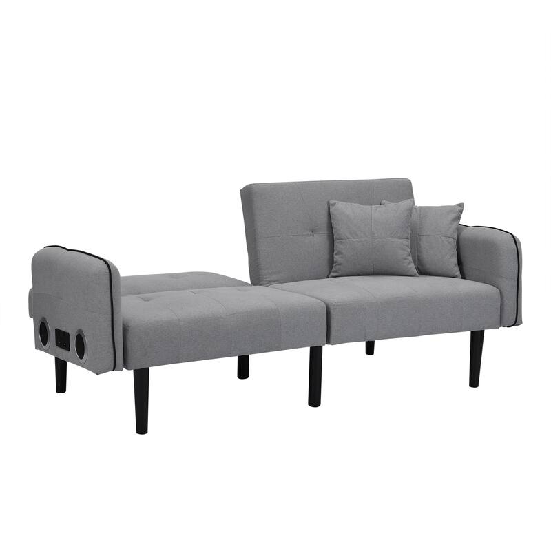 Folding Ottoman Sofa Bed with Stereo, Gray, MDF Material