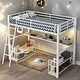preview thumbnail 1 of 14, Twin Size Metal Loft Bed with Desk, Storage Shelves and Charging Station White