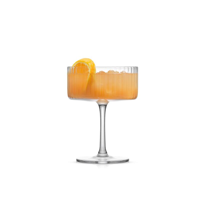 JoyJolt Elle Fluted Cylinder Martini Coupe Glass - 10 oz - Set of 2 - 10 oz