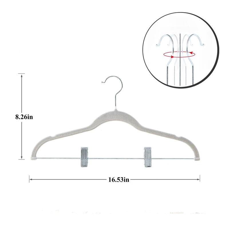 Javlergo 20-Pack Velvet Clothes Hangers, 16.5in Heavy-Duty Hangers with Adjustable Clips, Non-Slip, Space-Saving