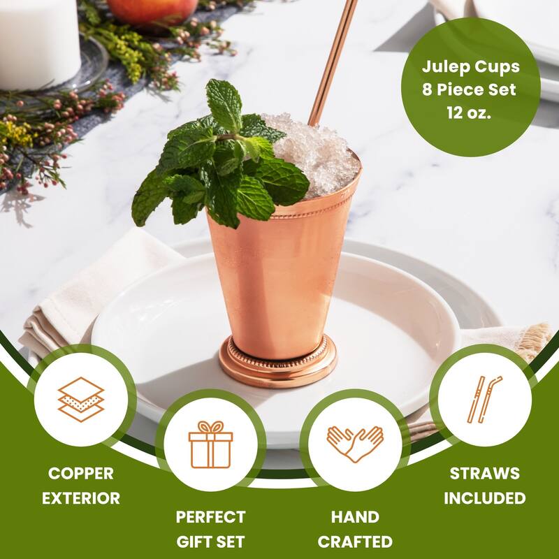 Mint Julep Cup Bar Accessories Drinking Cups 12 oz - 8 Pieces