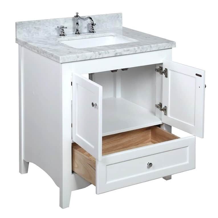 KitchenBathCollection Abbey 30" Bathroom Vanity with Carrara Marble Top