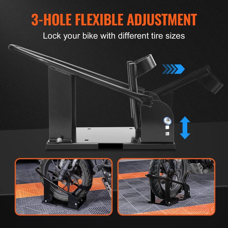 Motorcycle Wheel Chock Upright, 1800 lbs Capacity Heavy-duty Steel Motorcycle Front Wheel Stand with Adjustable Holes