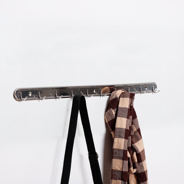 Stainless Steel 10 Hooks Wall Mounted Towel Hat Coat Rack Hook Hanger -  Silver Tone - Bed Bath & Beyond - 33903726