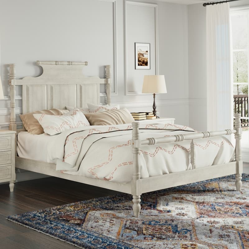 Modern Wood Four Poster Platform Bed