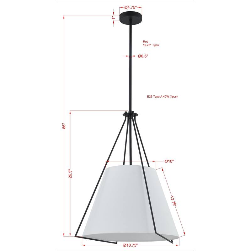 Adaline Pendant Light, Matte Black - Matte Black