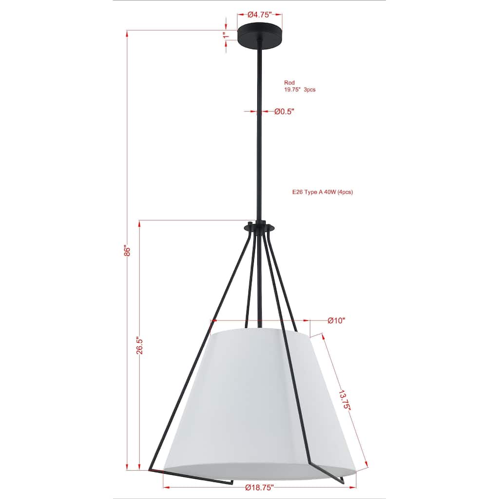 Adaline Pendant Light, Matte Black - Matte Black