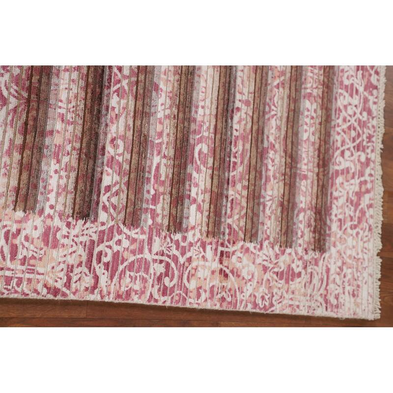 Striped / Modern Abstract Accent Rug Hand-Knotted Wool Carpet - 2'8"x 4'10"
