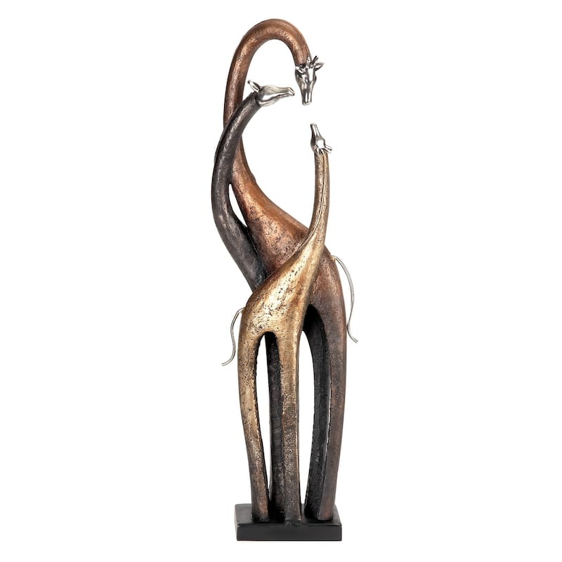 Polystone Giraffe Sculpture - Brass - Roche River Decor - 3"W x 5"L x 22"H