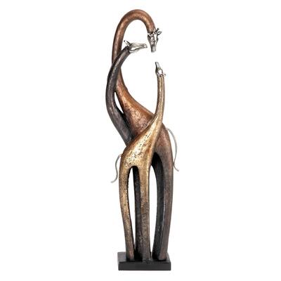 Polystone Giraffe Sculpture - Brass - Roche River Decor - 3"W x 5"L x 22"H